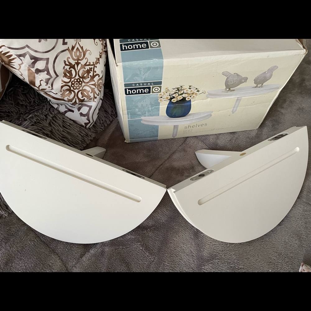 White Wooden Half Moon Wall Shelves (2) - Picture 4 of 4